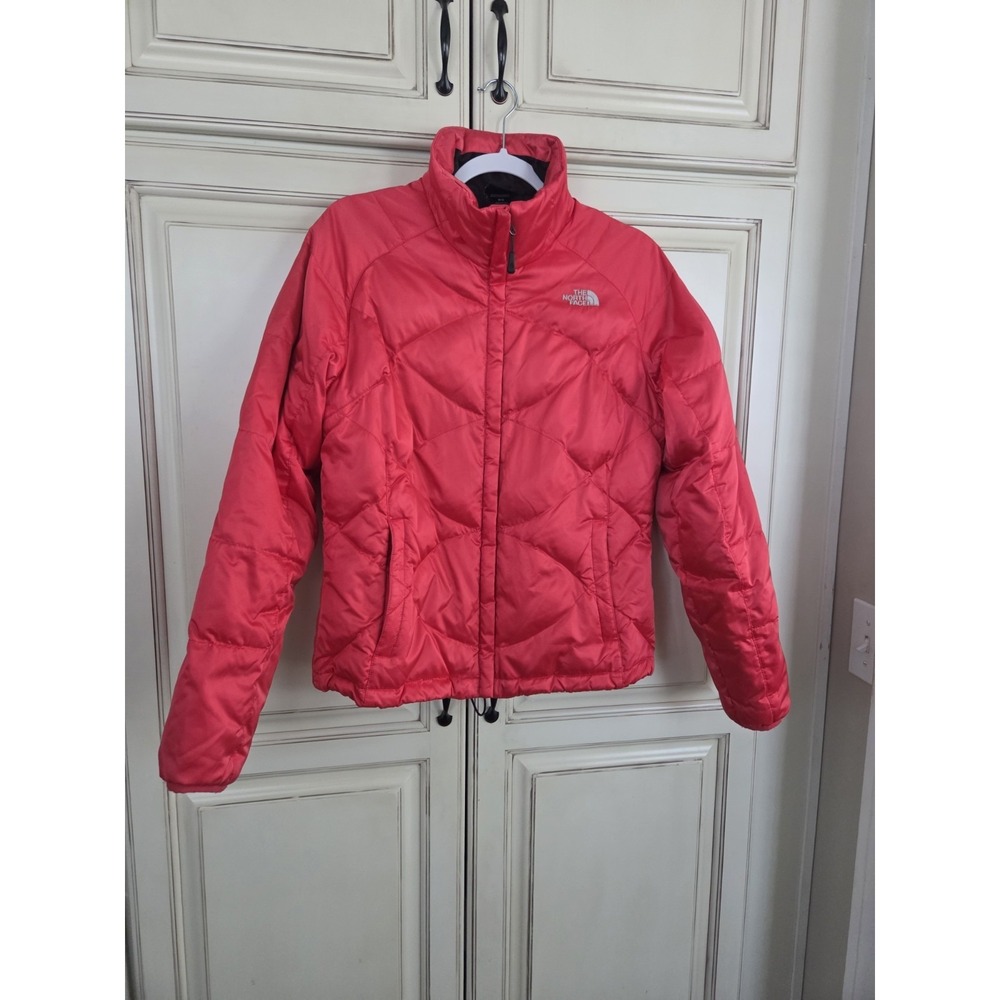 The North Face Quilted 550 Goose Down Coat Women's Medium Reddish Pink Full‎ Zip